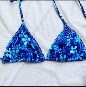 Blue floral bikini top
